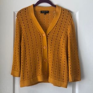 Jones New York Mustard Open Knit Cardigan - L